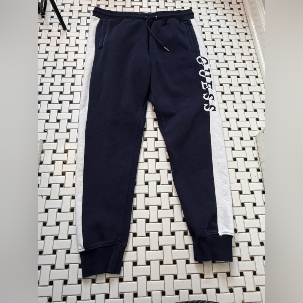GUESS  Navy and White Joggers